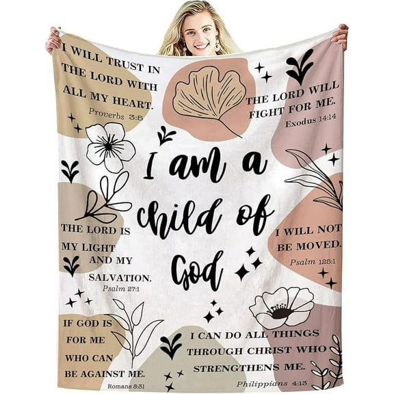 Christian Gifts for Women Inspirational Bible Verse Blanket Religious Scripture Prayer Faith Throw Blanket Soft Flannel Healing Blanket 50"X40"