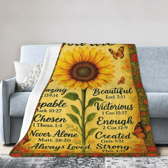 Christian Gifts for Women Inspirational Bible Verse Blanket Religious Scripture Prayer Faith Throw Blanket Soft Flannel Healing Blanket 50x40