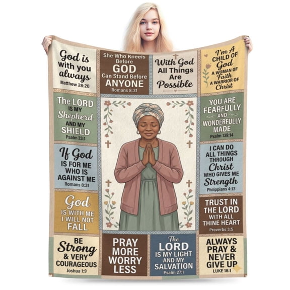 Christian Gifts for Women, Inspirational Bible Verse Throw Blanket, Spiritual Religious Flannel Blanket Gift for Women, Soft Cozy Home Decor 50x40