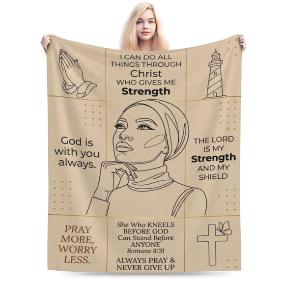 Christian Gifts for Women, Inspirational Bible Verse Throw Blanket, Spiritual Religious Flannel Blanket Gift for Women, Soft Cozy Home Decor 50x40