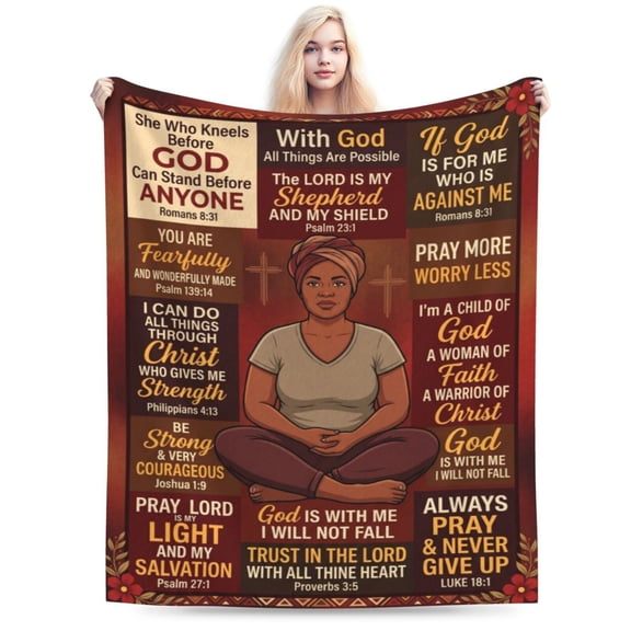 Christian Gifts for Women, Inspirational Bible Verse Throw Blanket, Spiritual Religious Flannel Blanket Gift for Women, Soft Cozy Home Decor 50x40