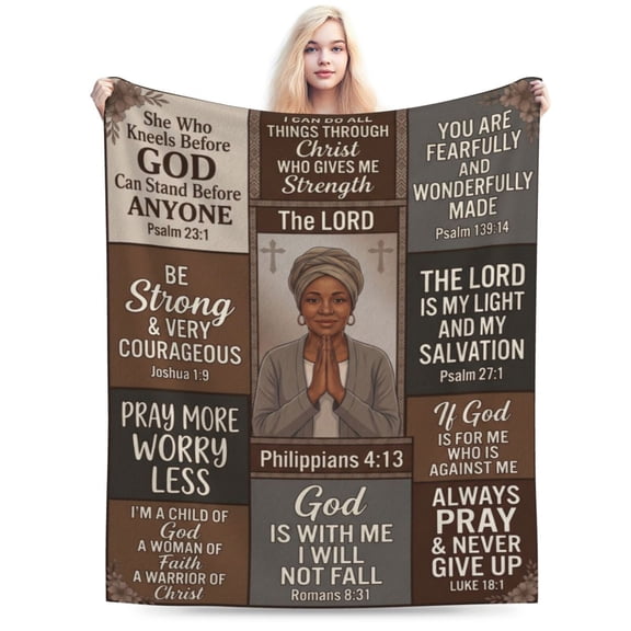 Christian Gifts for Women, Inspirational Bible Verse Throw Blanket, Spiritual Religious Flannel Blanket Gift for Women, Soft Cozy Home Decor 50x40