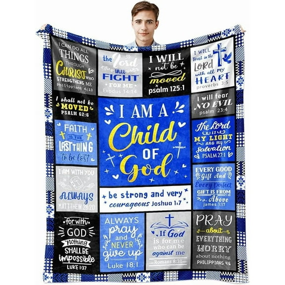 Christian Gifts for Women Inspirational Religious Blanket Bible Verse Scripture Prayer Throw Blanket Soft Flannel Healing Blanket 50"X40"