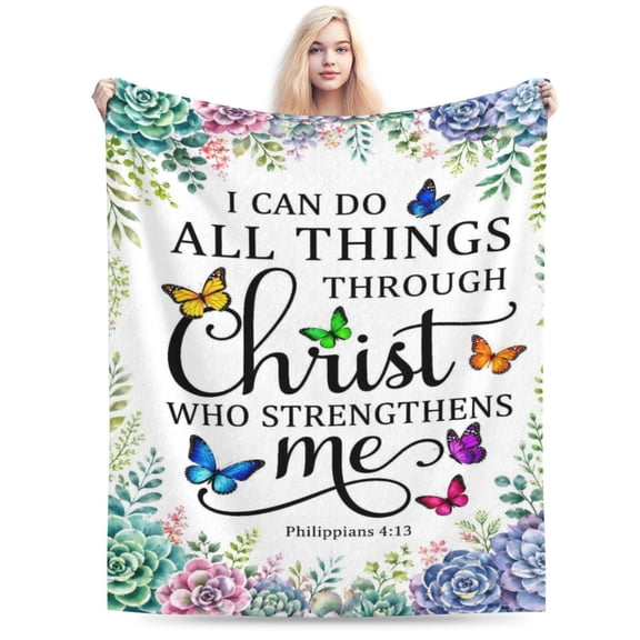 Christian Gifts for Women Inspirational Religious Blanket Bible Verse Scripture Prayer Throw Blanket Soft Flannel Healing Blanket 50x40