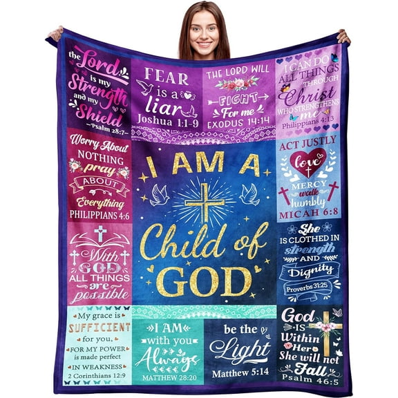Christian Gifts for Women Soft Flannel Inspirational Religious Blanket Bible Verse Scripture Prayer Throw Blanket 50"X40"