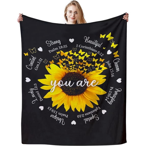 Christian Gifts for Women Soft Flannel Inspirational Religious Blanket Bible Verse Scripture Prayer Throw Blanket 60"X50"