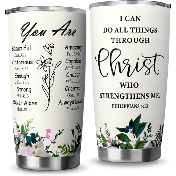 Christian Gifts for Women-Stainless Steel 20oz Tumbler Inspirational Religious Present-Faith Jesus God Bible Verse Gift