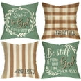 thumbnail image 1 of Christian Give It to God and Go to Sleep Decorative Throw Pillow Covers 18x18 Set of 4, Be Still and Know That I am God Outdoor Home Decor, Bible Verse Plaid Stripes Farmhouse Couch Cushion Case, 1 of 6