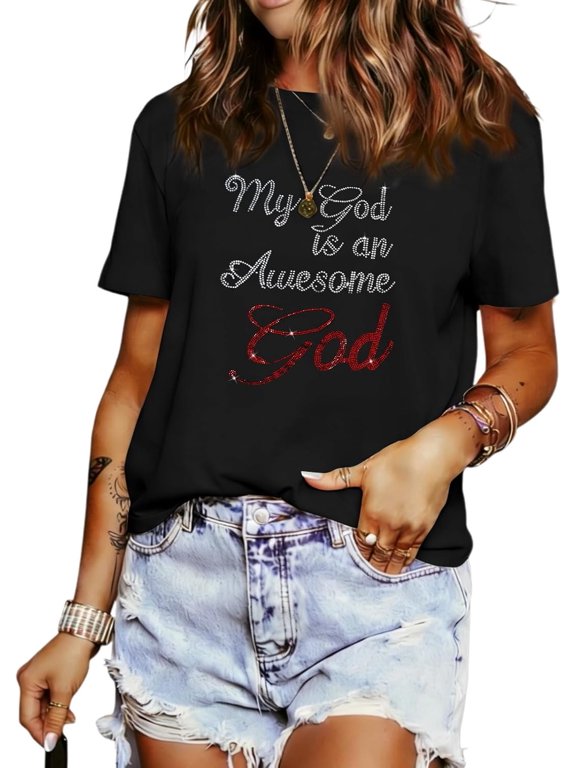 Christian God Shirts for Women Glitter Rhinestone Shirt Faith Bible Verse Inspirational T Shirts Sequin Graphic Tees