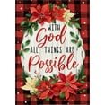 thumbnail image 1 of Christian With God All Things are Possible Decorative Garden Flag, Religious Christmas Poinsettia Flower Plaid Yard Outside Decorations, Xmas Holiday Farmhouse Outdoor Small Home Decor 12.5x18, 1 of 6