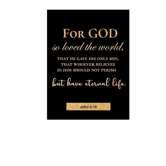 Christian Gold Foil Canvas Wall-Art Motivational John 3:16 For God So Loved the World Print Canvas Painting Artwork Home Decor Gifts