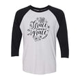 thumbnail image 1 of Christian Grace Upon Grace Ladies Baseball Tee-Black/Heather White-XXL, 1 of 4
