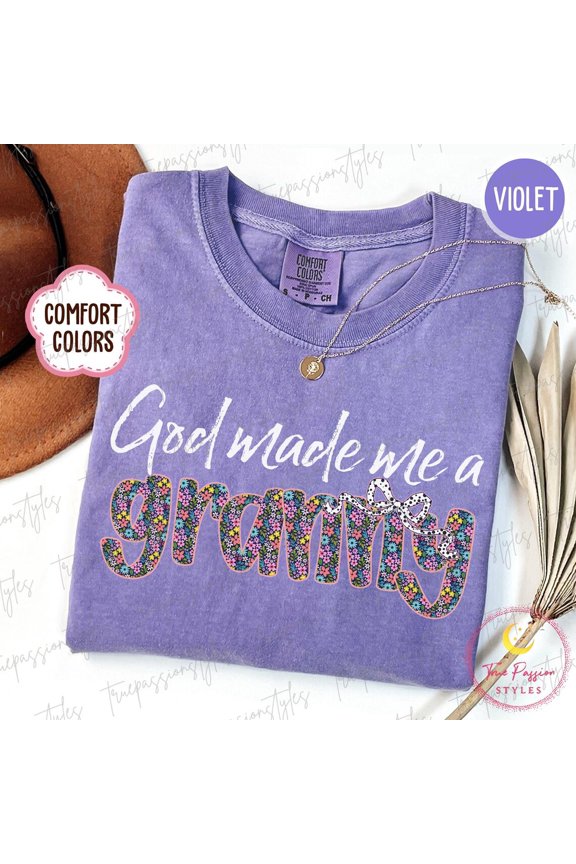 Christian Granny God Made Religious Grandma Floral T-Shirt All Size S-3XL