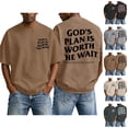 thumbnail image 1 of Christian Graphic Shirts for Men God's Plan Is Worth The Wait Oversized Acid Wash Tshirt Faith Back Print Religious T-shirts Casual Tops for Streetwear Summer Vacation, 1 of 6