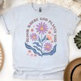 thumbnail image 1 of Christian Graphic T-Shirt Bloom Where God Plants You Floral Print for Women, Ash, Size 3XL, 1 of 6