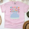 thumbnail image 1 of Christian Graphic T-Shirt It Is Well With My Soul Floral Vase Print for Women, Light Pink, Size 2XL, 1 of 6