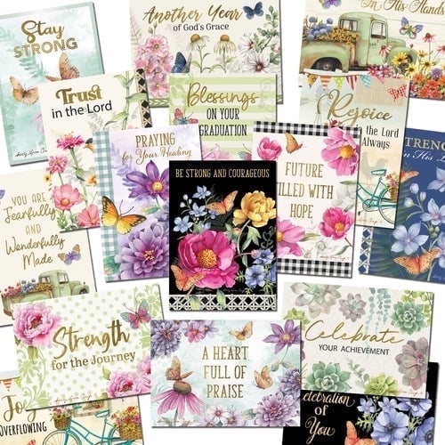 Christian Greeting Card Assortment Box 40 All Occasion Inspirational Cards with Envelopes and Calendar Booklet Bible Verses and Scriptures