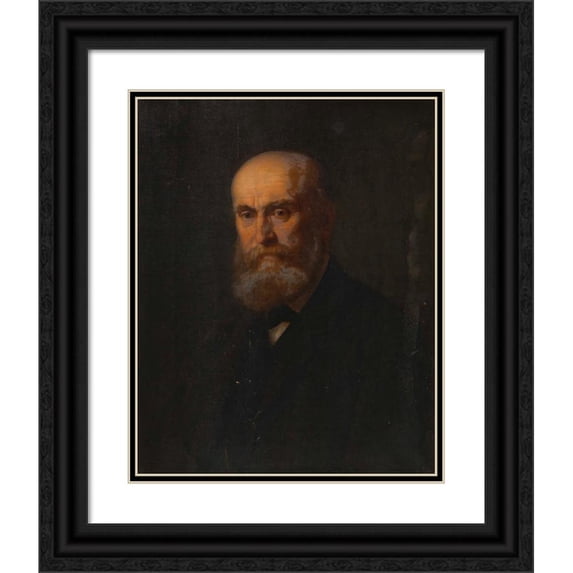 Christian Griepenkerl 15x18 Black Ornate Wood Framed Double Matted Museum Art Print Titled - Rudolf Von Eitelberger (Art Historian) (1886)