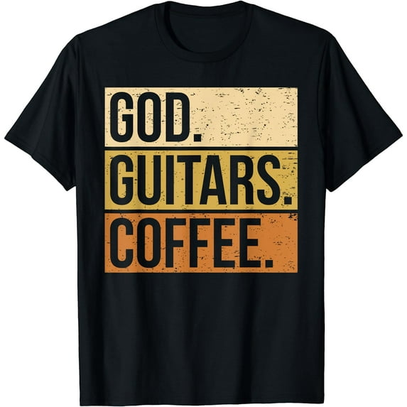Christian Guitar Player Guitarist I God Guitars Coffee T-Shirt Black Small