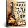 thumbnail image 1 of Christian Guitar Wall Art Inspirational Quotes Music Guitar Pictures Wall Decor Your Talent Is God''S Gift To You Framed Artwork Canvas Prints Music Room Decor For Music Studio Bedroom 12"X16", 1 of 6