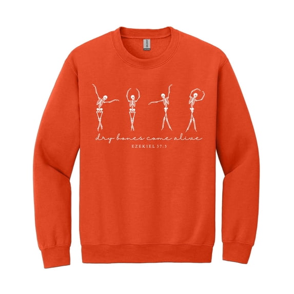 Christian Halloween Sweatshirt, Dancing Skeleton Dry Bones Come Alive, Bible Verse Faith Pullover