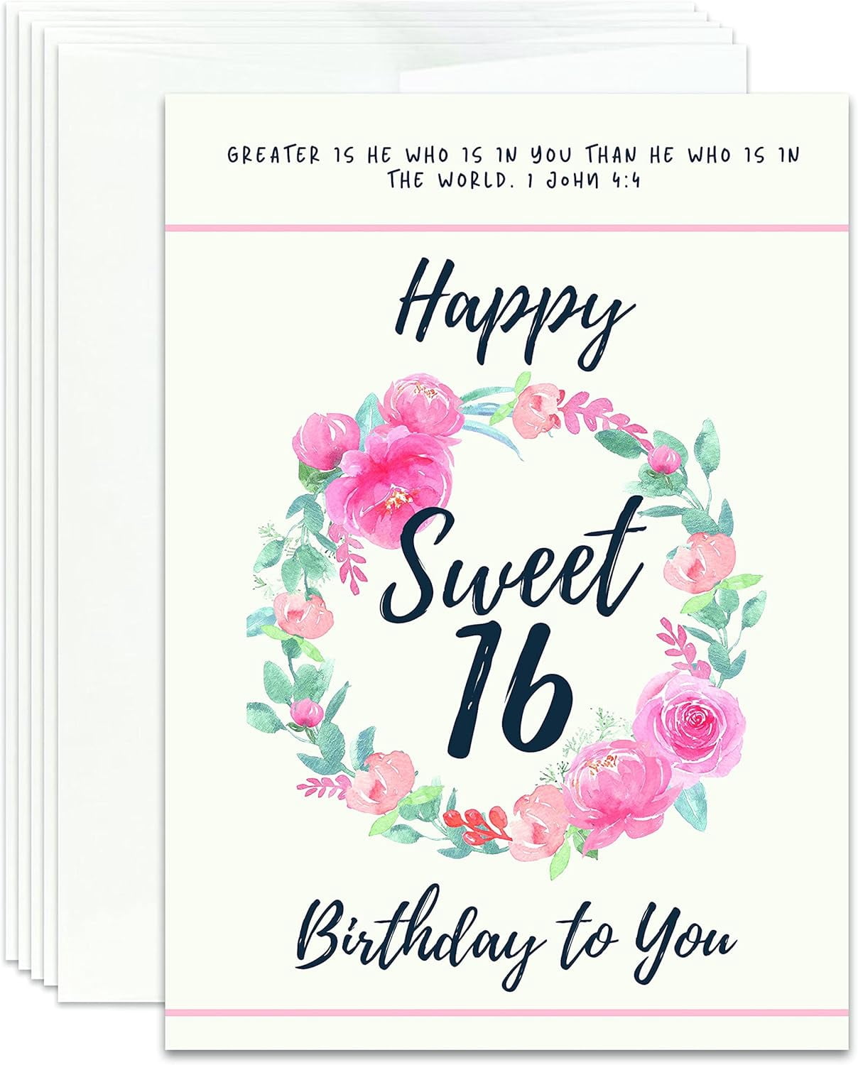 Christian Happy 16th Birthday Card | Happy 16th Birthday Card (Pack of 12)