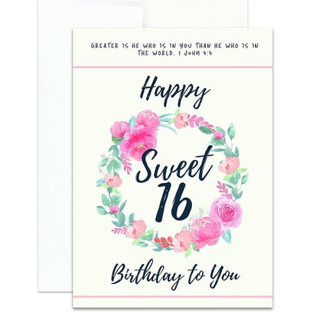 Christian Happy 16th Birthday Card | Happy 16th Birthday Card (Single Card)