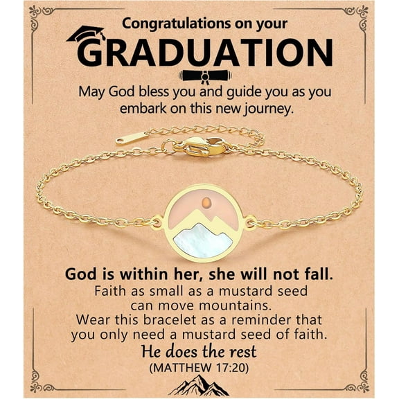 Christian Happy Graduation Gifts-Mustard Seed Bracelet Religious Graduation Gifts for Girls Women Her