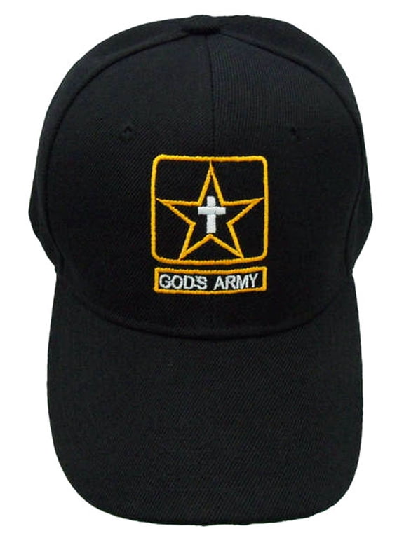 Christian Hat Gods Army Black Religious Baseball Cap Spiritual Headwear, Inspirational Mens Womens