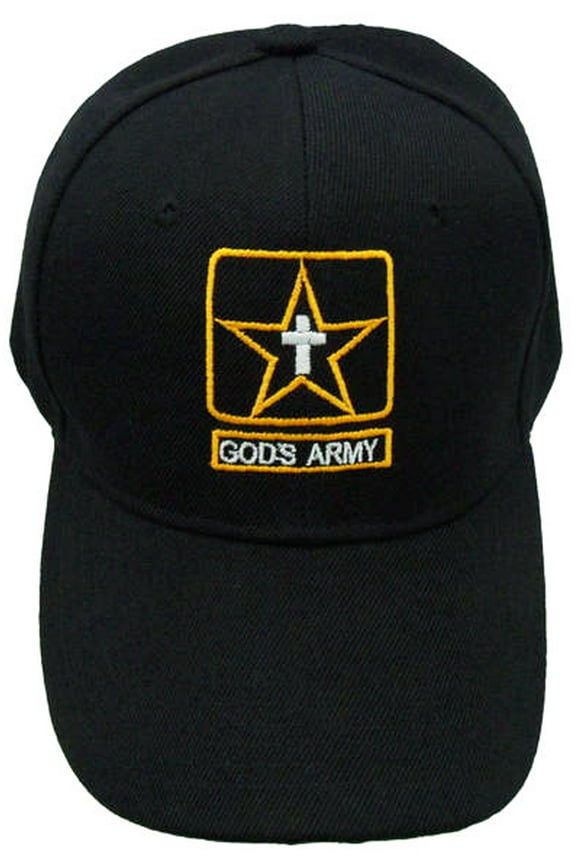 Christian Hat Gods Army Black Religious Baseball Cap Spiritual Headwear, Inspirational Mens Womens