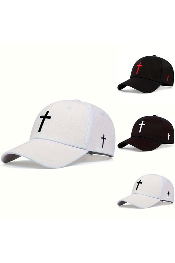 Christian Hats for Men Women Jesus Cross Print Baseball Cap Faith Religious Spring Fall Unisex Hat Black One Size