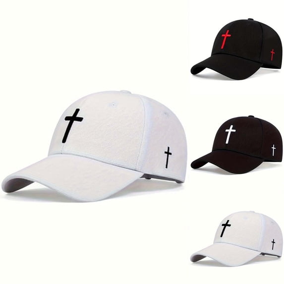 Christian Hats for Men Women Jesus Cross Print Baseball Cap Faith Religious Spring Fall Unisex Hat Red One Size