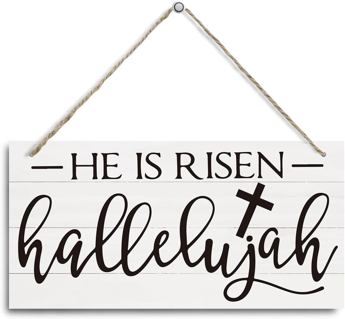 Christian He is Risen, Hallelujah Wooden Sign - Rustic Easter Decor ...