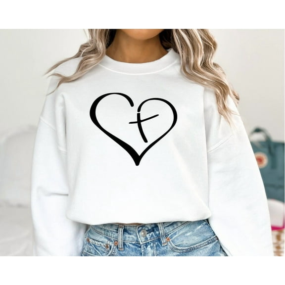 Christian Heart Sweatshirt, Religious Hoodie, Jesus Sweater, Faith Shirt, Christian Hoodiefor Women, Blessed Sweater, Inspirational Crewneck, Full size S-5XL