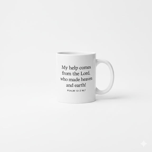 Christian Help and Strength Mug - Psalm 121:2 "My Help Comes From the Lord" - 11oz Ceramic Bible Verse Coffee Cup Gift