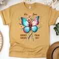 thumbnail image 1 of Christian His Love Endures Forever Psalm 136:1 Butterfly Cross T-Shirt, Gold, Size M, 1 of 6
