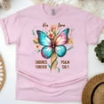 thumbnail image 1 of Christian His Love Endures Forever Psalm 136:1 Butterfly Cross T-Shirt, Light Pink, Size M, 1 of 6