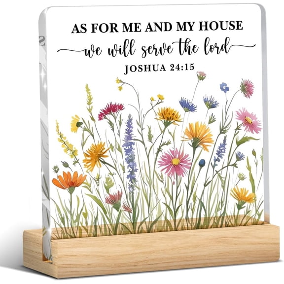 Christian Home Decor, As for Me and My House We Will Serve the Lord Acrylic Desk Decor, Christian Decoration for Home, Bible Verse Acrylic Plaques for Room Table Shelf, Housewarming Gift