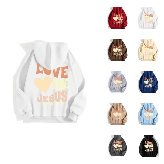Christian Hoodie for Women 2026 Fashion Long Sleeve Christian Bible Verse Hoodie Sweatshirt with Pockets Pullover Top