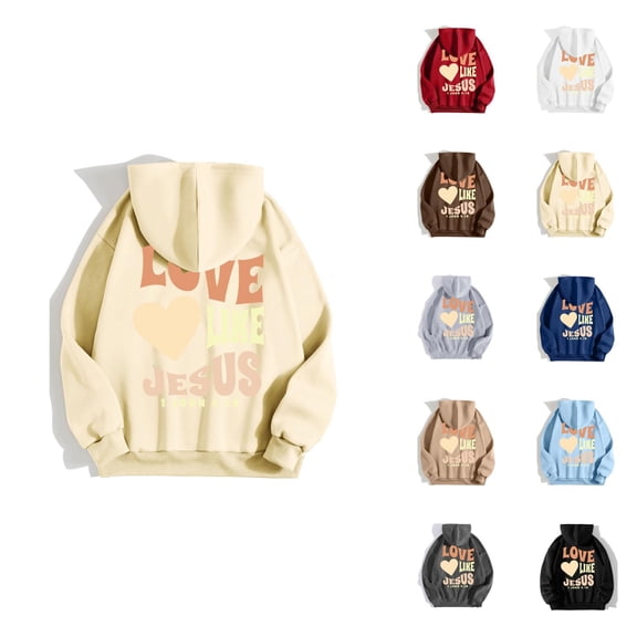 Christian Hoodie for Women 2026 Fashion Long Sleeve Christian Bible Verse Hoodie Sweatshirt with Pockets Pullover Top