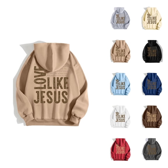 Christian Hoodie for Women 2026 Love Like Jesus Christian Hooded Sweatshirt Long Sleeve Y2K Graphic Pullover Top with Pockets