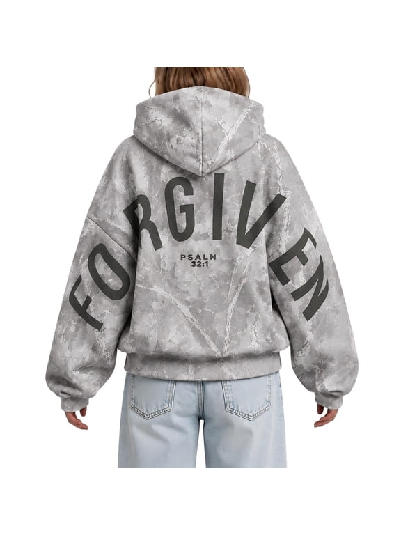 Christian Hoodies for Women Men Maple Leaf Print Forgiven Hoodie, Jesus Hoodies for Women Men Graphic Casual Hooded Sweatshirts Long Sleeve Pullover Hoodies
