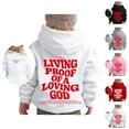 thumbnail image 1 of Christian Hoodies for Kids Girls Boys Long Sleeve Cute Bible Verse Graphic Hooded Sweatshirt with Pockets Pullover Tops, 1 of 6