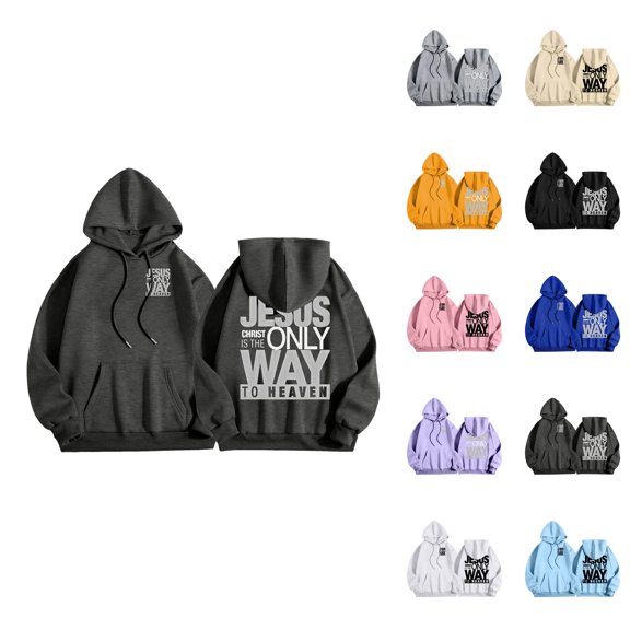 Christian Hoodies for Men 2025 Jesus Christ Is The Only Way To Heaven Hoodie Hooded Sweatshirt with Pockets Pullover