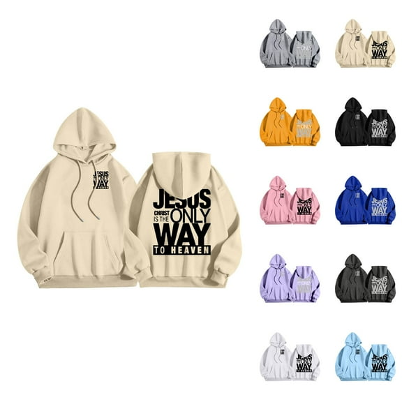 Christian Hoodies for Men 2025 Jesus Christ Is The Only Way To Heaven Hoodie Hooded Sweatshirt with Pockets Pullover