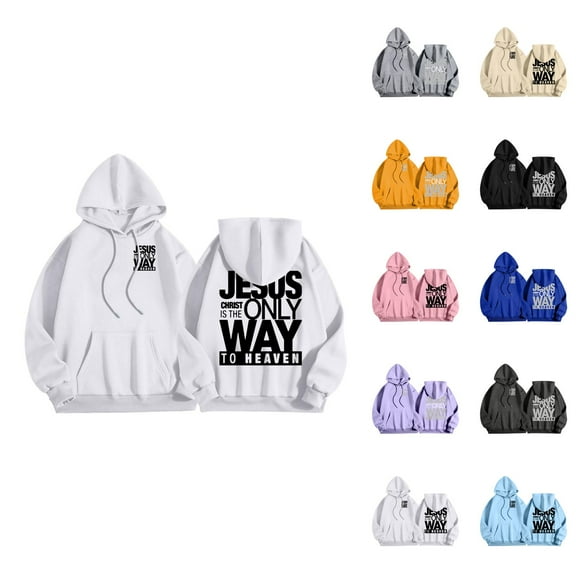 Christian Hoodies for Men 2025 Jesus Christ Is The Only Way To Heaven Hoodie Hooded Sweatshirt with Pockets Pullover