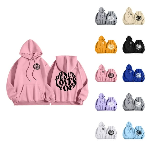 Christian Hoodies for Men 2025 Jesus Loves You Hoodie Graphic Hoodie with Pockets Hooded Sweatshirt Pullover Tops
