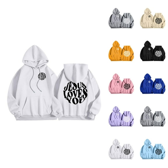 Christian Hoodies for Men 2025 Jesus Loves You Hoodie Hooded Sweatshirt with Pockets Pullover Hoodie Mens Hoodies