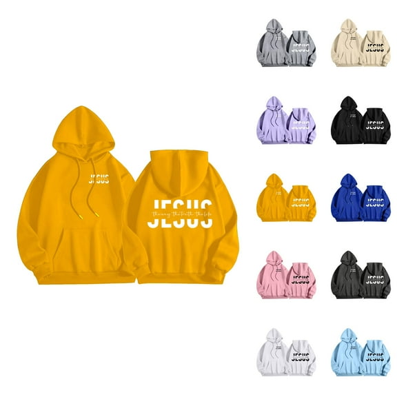 Christian Hoodies for Men 2025 Jesus The Way The Truth The Life Hoodie Hooded Sweatshirt with Pockets Pullover Hoodie