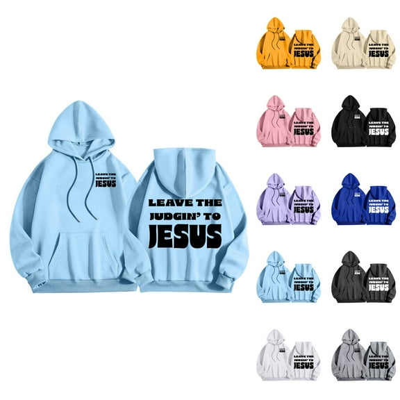 Christian Hoodies for Men 2025 Leave The Judgin' To Jesus Hoodie Hooded Sweatshirt with Pockets Pullover Hoodie